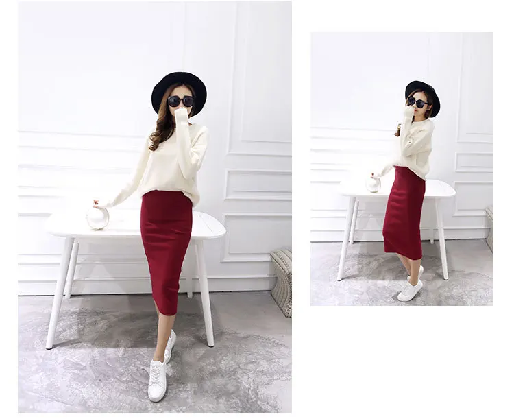 Winter Bodycon Skirt Women Stretchable