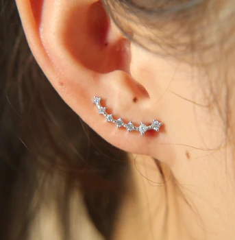 

Korean Jewelry Zircon Crystal 925 sterling silver Geometry Stud Earrings For Women Statement Ear Jewelry Wholesale top quality
