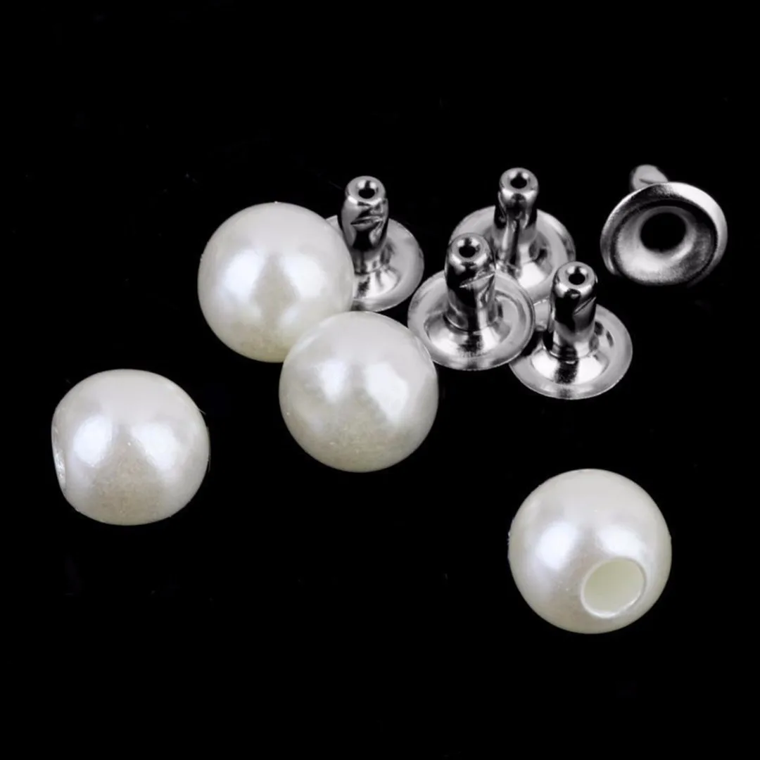 100pcs/set Newest Pearls Rivets Studs 6mm for DIY Leather Bag Shoes Clothes Decoration