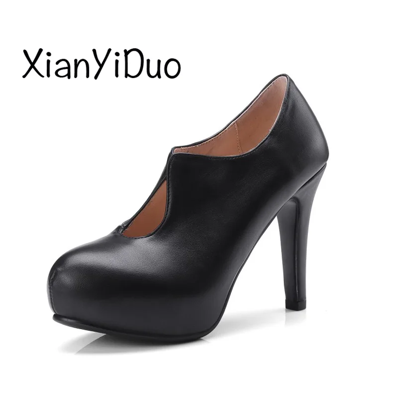 

Xianyiduo Spring Casual Women's Shoes Round Toe Pumps black and creamy-white big large plus size US9 US10 US10.5 40-43 /1573-2
