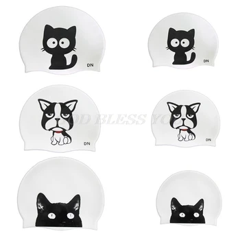 

Children Swimming Cap Cute Cartoon Animal Prints Waterproof Protect Ears Cover Soft Silicone Lightweight Unisex Swimming Cap