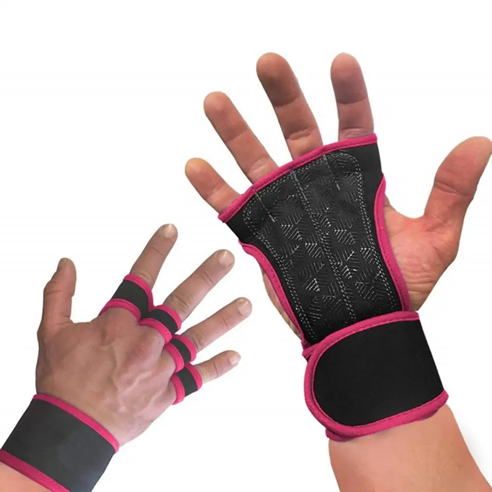 1 Pair Weight Lifting Training Gloves Fitness Sports Body Building Gymnastics Grips Gym Hand Palm Protector Gloves Random Color