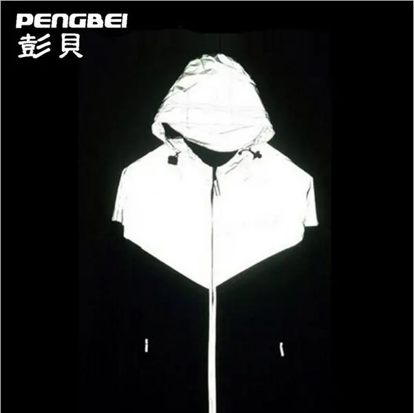 

Men Jacket Brand Windbreaker Mens Spring Hip Hop 3M Reflective Waterproof jacket Plus Size S-4XL Free Shipping