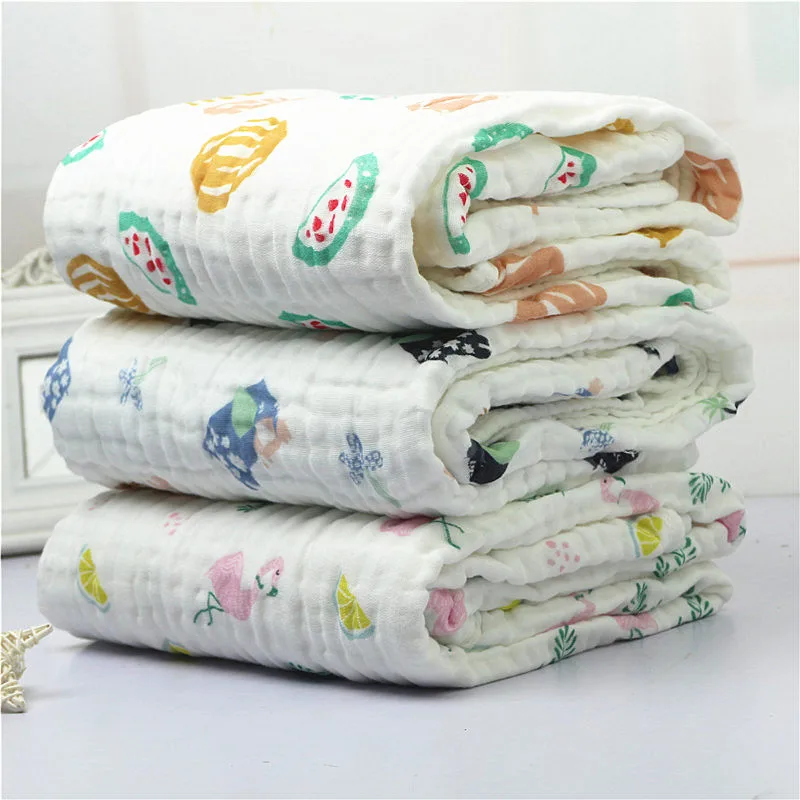 Algodão com Borda Peça Wasoyoli Bebê Swaddles 110*110cm 6 Camadas Cobertores 100% Seersucker Musselina Branca Banho Macio Segurar Envoltórios 1 11 Mamãe e Bebê
