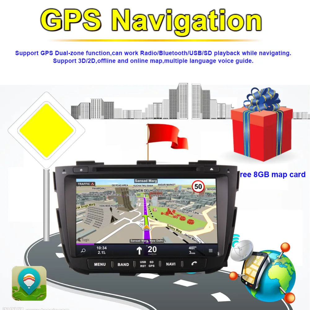 2 Din 4 Гб ОЗУ Android 8 0 Восьмиядерный ''LCD Автомобильный GPS навигатор для Kia Sorento 2013 2014