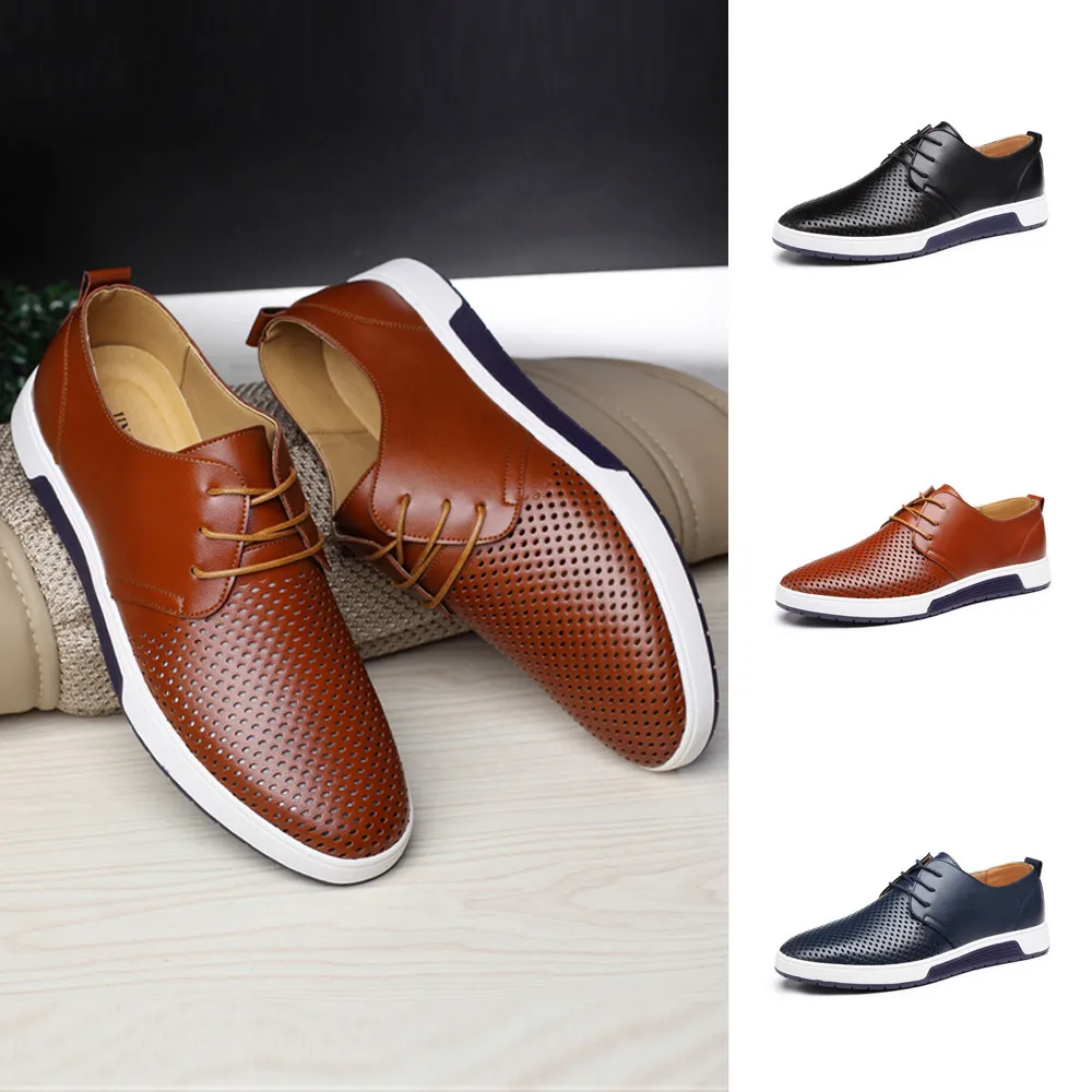

ONTO-MATO 2019 Summer Hollow Classic Derby Men's Dress Shoes Breathable Bitty Oversized 46 47 48 Casual Business Suit Shoes