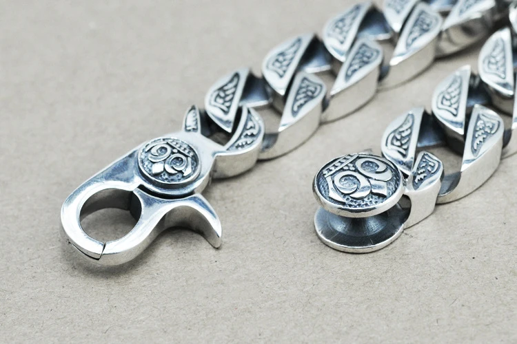 Крутой мужской браслет натуральная 925 пробы серебряные ювелирные изделия панк мужской браслет Мужская мода браслет мужские ювелирные изделия