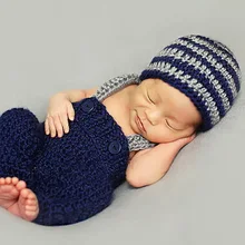Новая Вязаная полосатая шапка для новорожденных со штанами, комплекты для малышей из 2 предметов, шапки для новорожденных, Детские шапочки, реквизит для фотосъемки новорожденных из хлопка