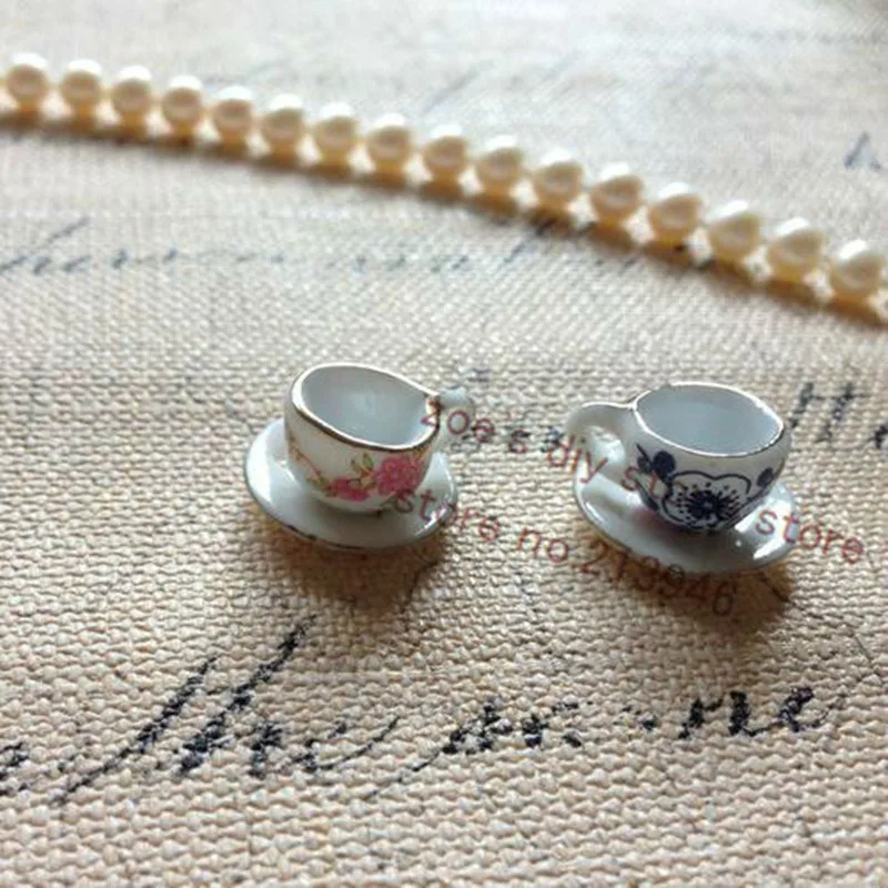 

17*13mm 10sets/pack "cup & saucer "Handmade China Ceramic Bead Porcelain Beads Pendants Jewelry Accessories