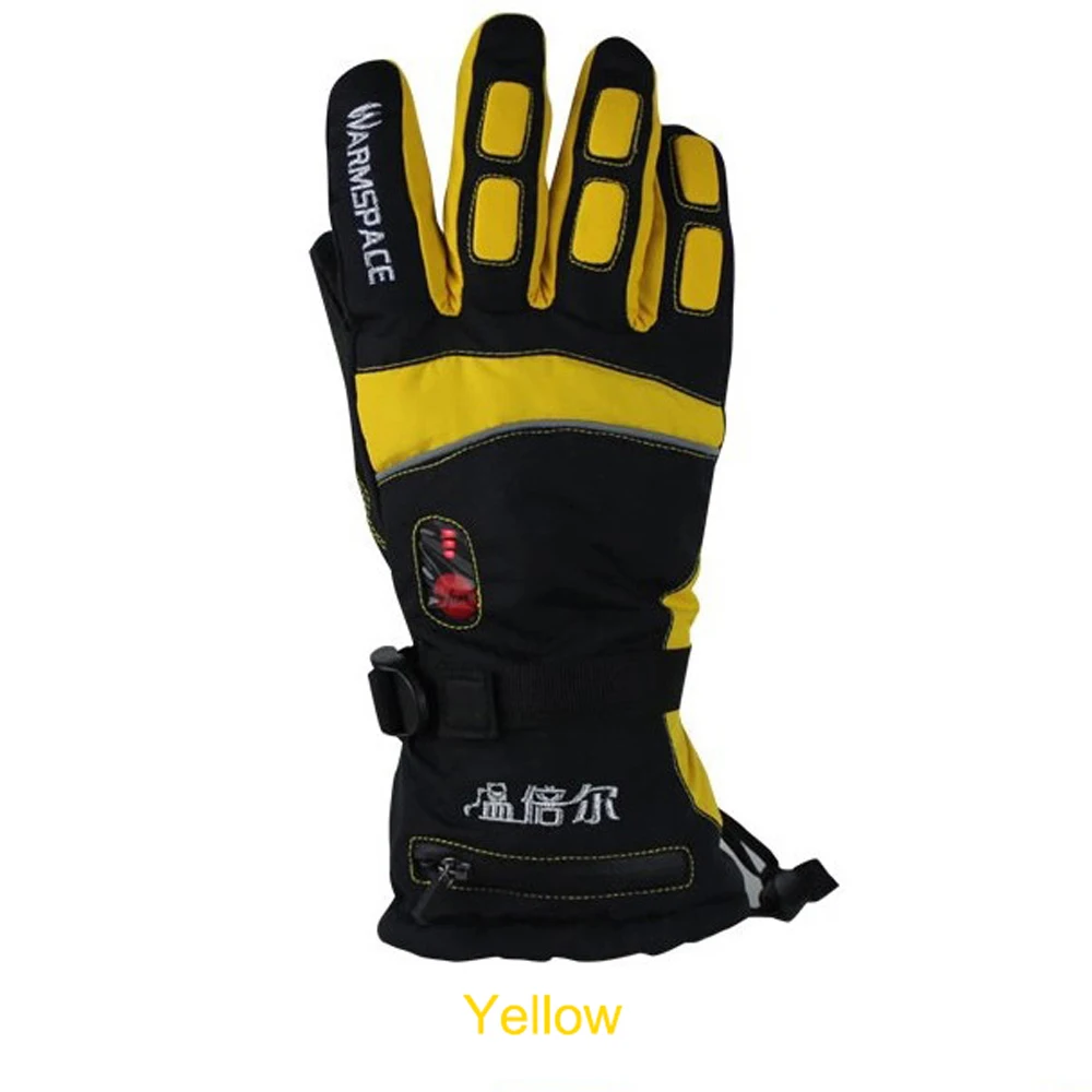 Smart Electric Heat Gloves 4000MA Ski Waterproof Lithium Battery Self Heating Adjustable Temperature 5 Hand Heated Gloves - Цвет: yellow