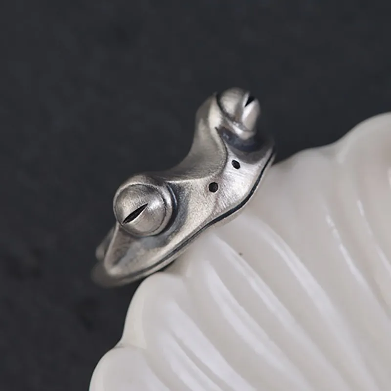 GAGAFEEL S925 Стерлинговое Серебро Кольца с лягушкой Открытое кольцо Изысканные ювелирные изделия для женщин женские Прямая поставка высокое качество