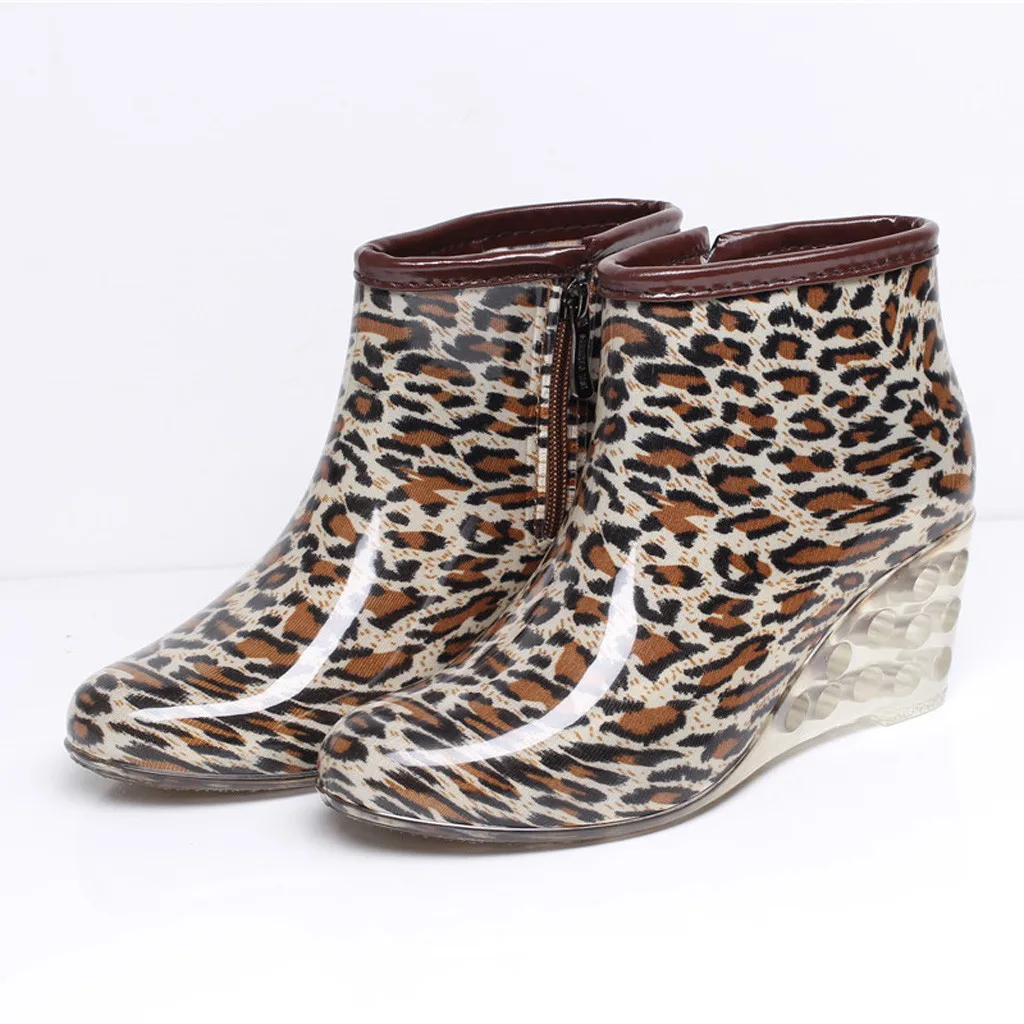 

Summer ankle boots for women Rain Boots Wedges Short Tube Rain Boots Non-slip Waterproof Water Shoes zapatos de mujer #G3