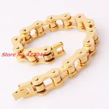 8 26 12mm Gold color 316L Stainless Steel Bracelet Men Biker Bicycle Motorcycle Chain Mens Bracelets