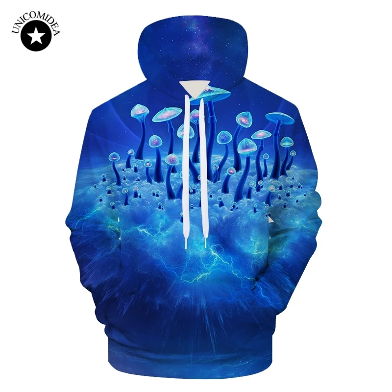 Autumn Hoodie 3d Printed Blue Sweatshrit Hooded Pullover