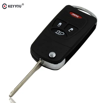

KEYYOU 10X 4 Buttons Flip Car Remote Key Shell Case for Chrysler 200 Dodge Caliber Avenger Jeep Liberty Patriot Avenger Nitro