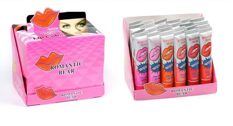 Lábio à Prova Maquiagem de Longa Labiales Batom Água Kit Lipgross Romântico Urso Maquiagem Companheiro Duração Máscara Lábio Matiz 48 Pcs d' 10 D' Água kit Lipgross Romântico Urso Maquiagem