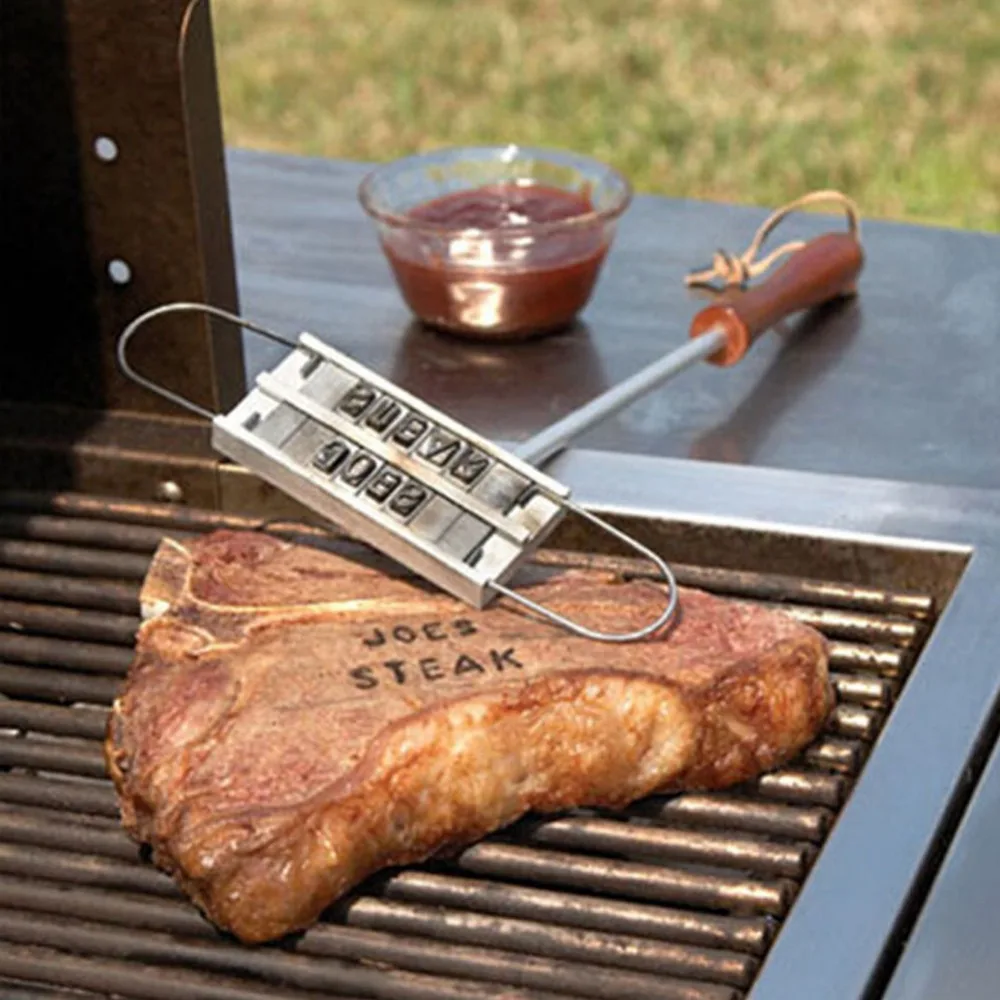 55 со сменными буквами личность барбекю, мясо bbq брендинг железные инструменты 17 дюймов сменная легко очищается стейк мясо
