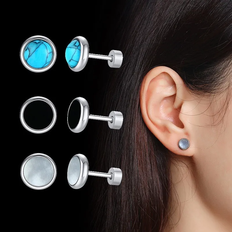 

Vnox Trendy Shell Stud Earrings for Women Gold Silver Tone Stainless Steel Ear Jewelry Simple Classic Feme Brincos