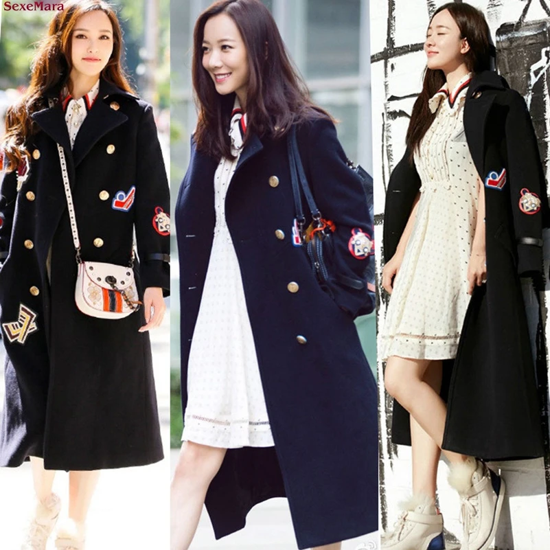SexeMara/осеннее и зимнее длинное пальто в стиле милитари с вышивкой|style coat|long military
