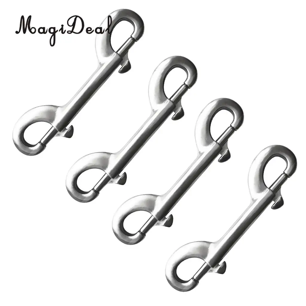 MagiDeal  Newest  4 Pieces 10cm Scuba Diving Dual End Bolt Clip 316 Stainless Steel Double Ended Snap Bolt Clip 