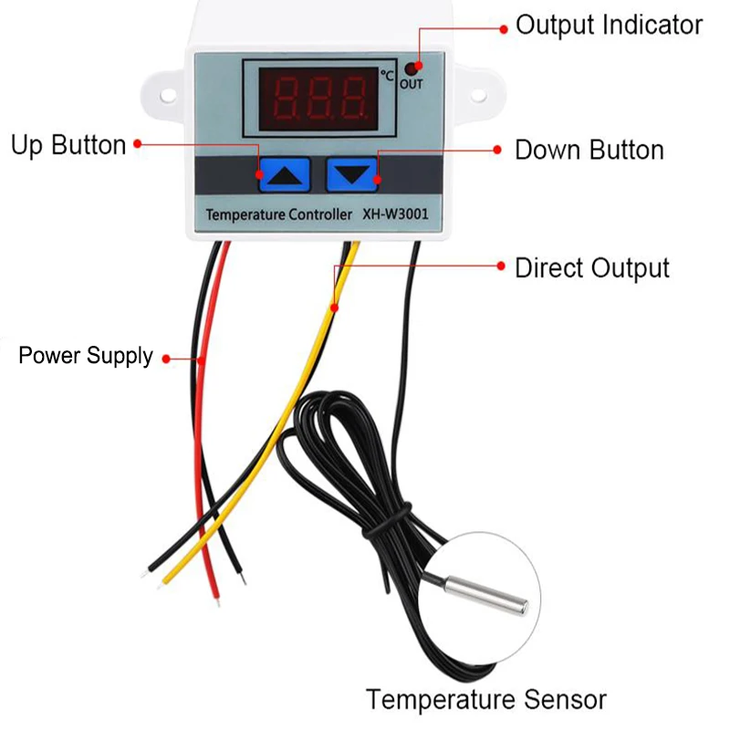 Цифровой термостат Температура Регулятор 12 V 24 V 110 V 220 V терморегулятор, термостат инкубатор Termometro XH-W3001