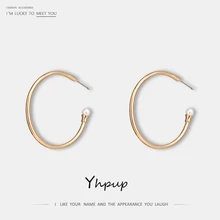 Yhpup трендовые минималистичные серьги-гвоздики из цинкового сплава, фирменные серьги с искусственным жемчугом, женские офисные вечерние серьги, Новинка