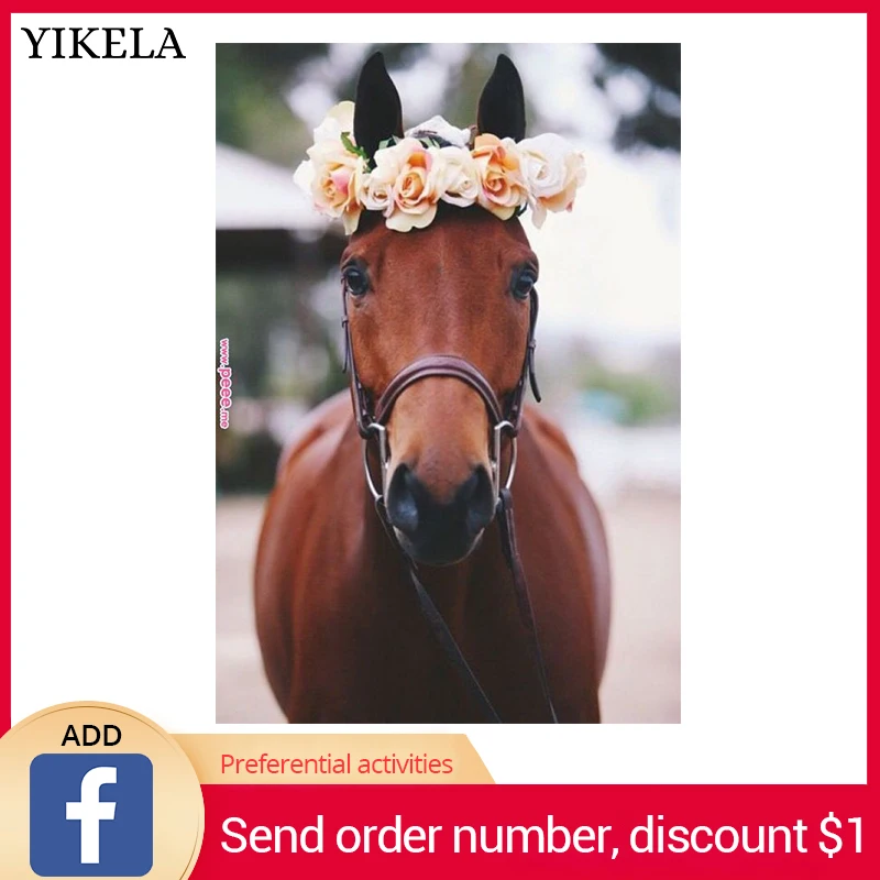 

Full Square 5D Diamond Painting Wedding Horse Diamond Embroidery Rhinestone Animals Flower Mosaic Home Decor Gifts for Girfriend