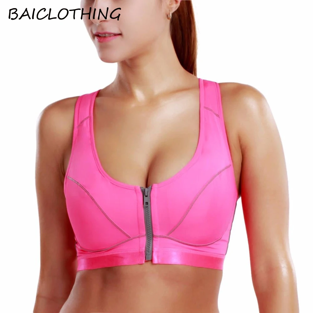 pink zip up bra