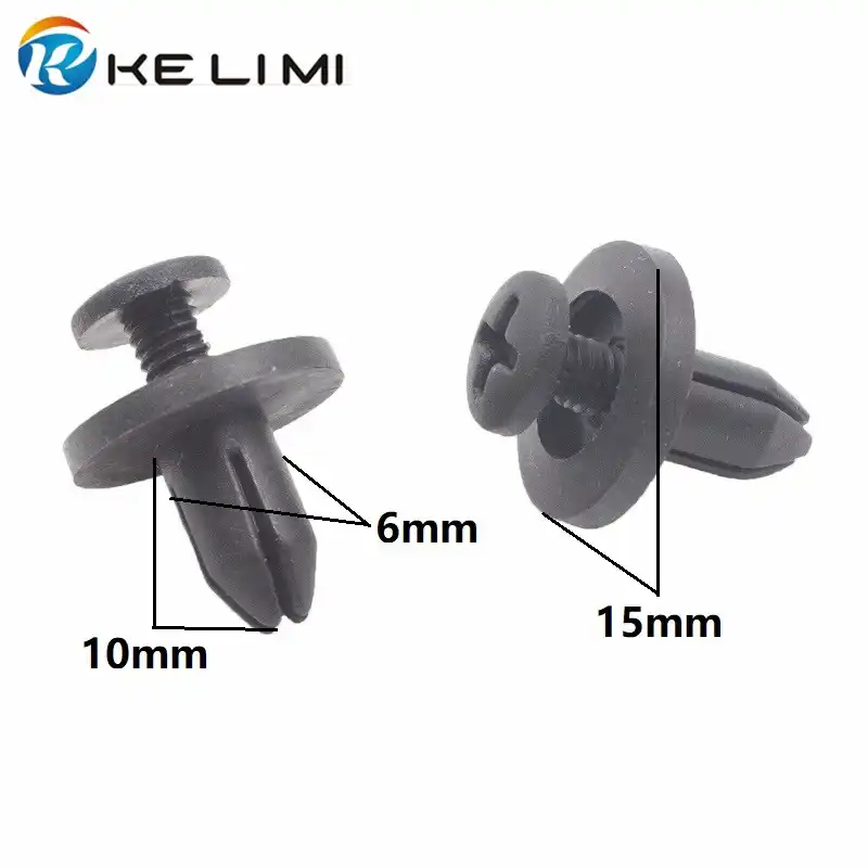 100pcs Sujetador Clip Remache Coche Negro Plástico Empuje para 8,3mm Diámetro de