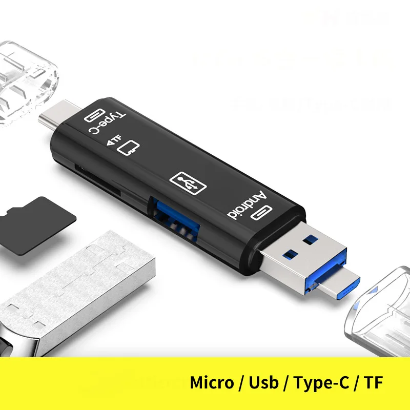 3 In 1 Type-c Micro USB OTG Card Reader Flash Drive High-speed USB2.0 Universal TF/SD Card for Phone Computer Extension Headers 3 In 1 Type-c Micro USB OTG Card Reader Flash Drive High-speed USB2.0 Universal TF/SD Card for Phone Computer Extension Headers