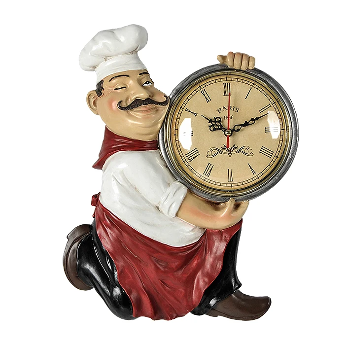 Resin Chef Cute Wall Clock Home Watch Bathroom Kitchen Clock