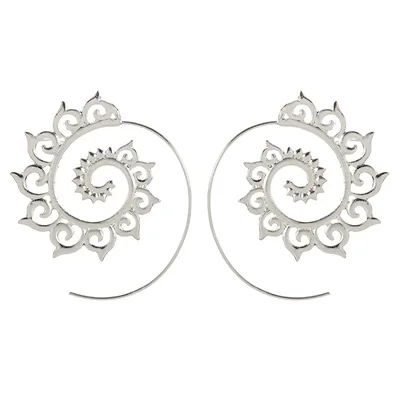HuaTang, трендовые золотые серебряные круглые Спиральные серьги для женщин, серьги-кольца, серьги-кольца из сплава - Окраска металла: 4755-silver