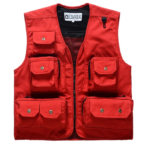 Good Quality Men's Photographer Canvas Vest Multi Pockets Outdoor Climb