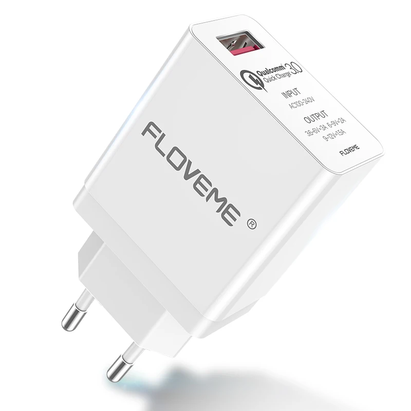 Универсальное быстрое зарядное устройство FLOVEME QC3.0 для мобильного телефона iPhone X samsung S8, зарядное устройство для Xiaomi huawei 18 Вт, быстрое зарядное устройство с адаптером EU - Тип штекера: White EU Plug