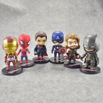 

6pcs'set 2020 superhero Avengers Iron Man PVC Captain America Superman Batman model Action Figures gift collection of children