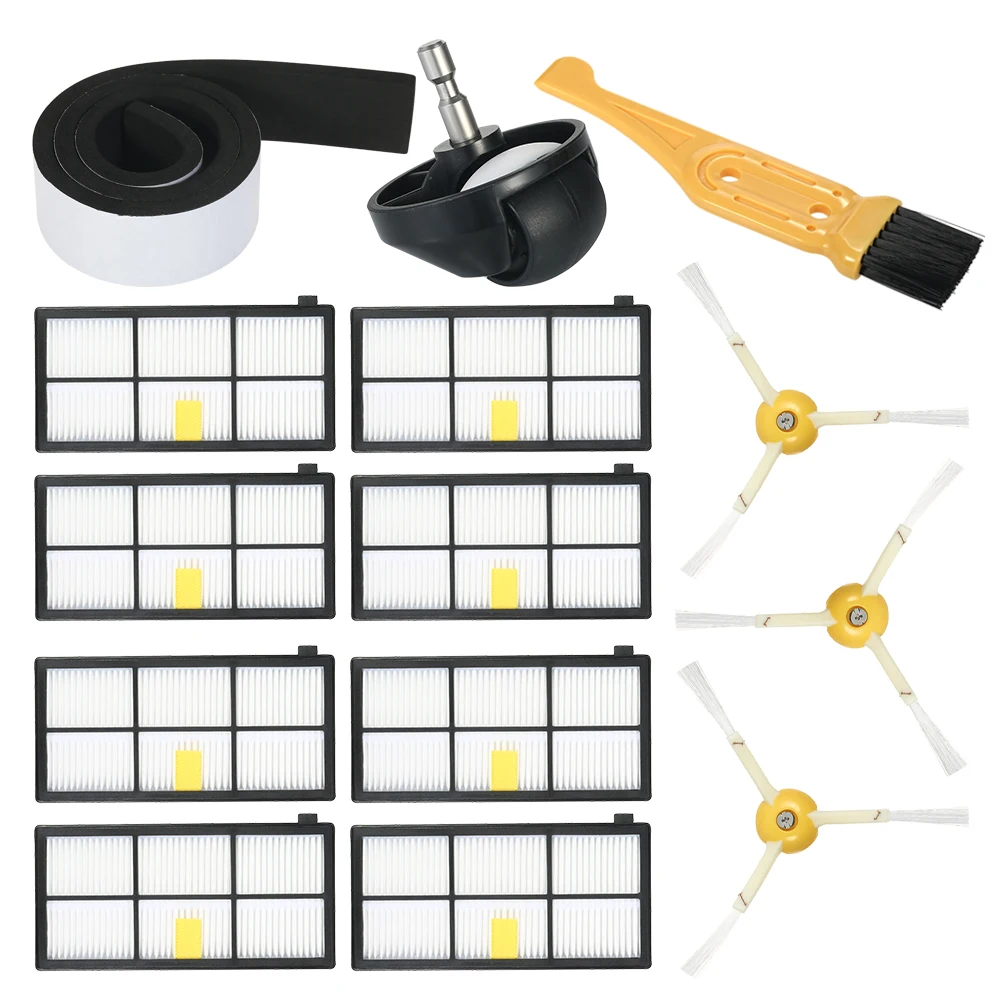 

14pcs/set Replacement Vacuum Cleaner Accessories Tool Kit for iRobot 800 900 Series Side Brush HEPA Filter Bumper Strip Caster