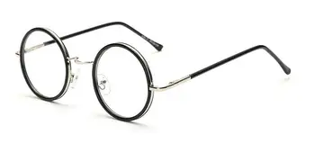 

45mm Vintage Round Eyeglass Frames Bright Black Glass Spectacles Retro UNI Optical Eyewear