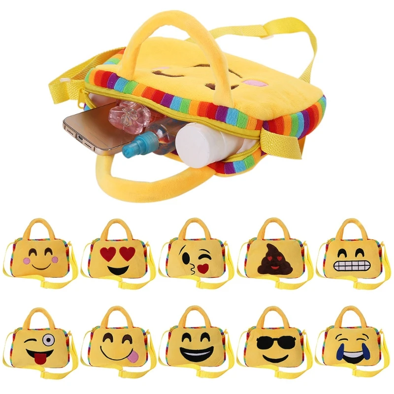 New Lovely Kids Girl Plush Small Handbag Emoji Messenger Shoulder Bag
