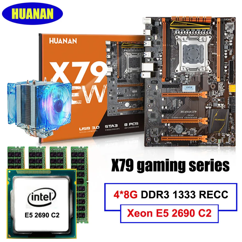 HUANAN deluxe X79 LGA2011 motherboard CPU RAM combos Xeon E5 2690 C2 RAM 32G(4*8G) DDR3 1333MHz RECC gift cooler recommend lga 2011 x79 series motherboard soldering cpu socket r with tin balls