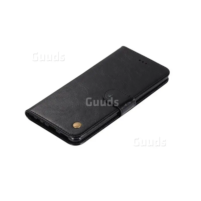 Luxury Retro Leather Wallet Case for Vivo X20 Plus - Black