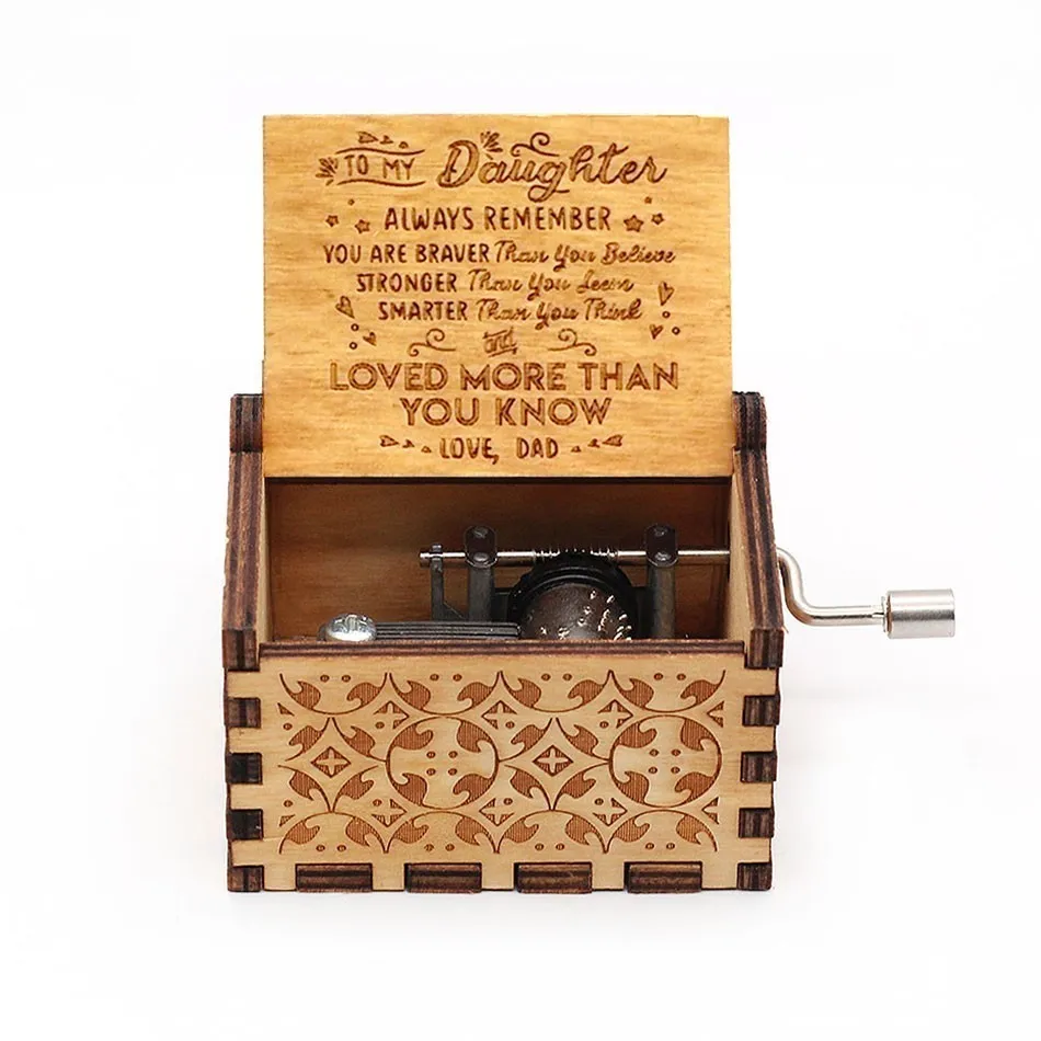 

LOVE DAD And LOVE MAM My Sun Theme Music NEW Music Box Antique Carved Wooden Hand Crank for Mom and Dad Gifts Game Of Thrones