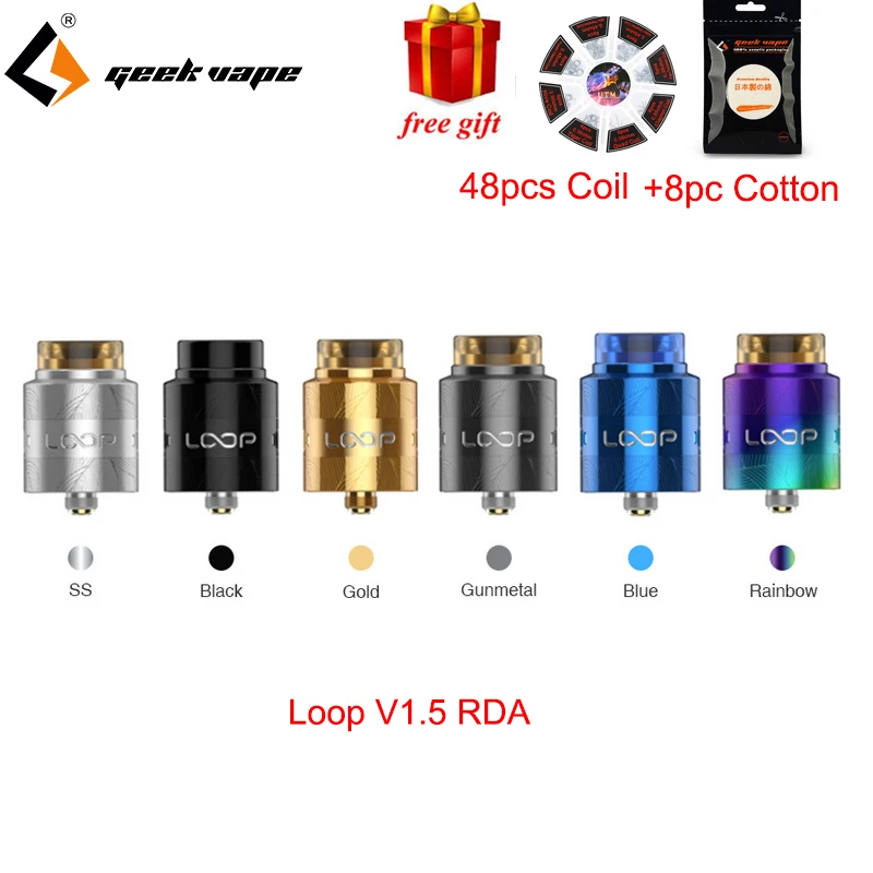 

Free Gift Geekvape Loop V1.5 RDA Vape 24mm Single/dual Coil Building with Laser Tattoo W-shaped Build Deck VS Zeus Dual RTA