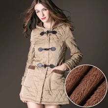 BURDULLY Winter New Women woolen Coat Hooded long section Jackets And Coats Horn Button Cotton coat Padded Warm loose Woolen Coa