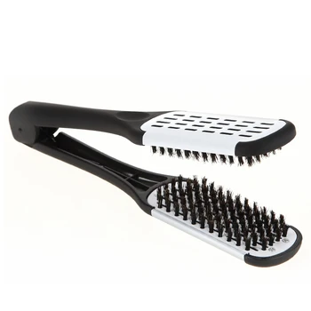 

Ceramic Hair Straightening Double Brushes V Shape Comb Clamp Hairdressing Straightener Not Hurt Styling Tools