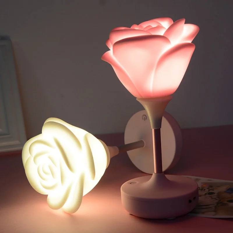 

Romantic Rose Night Light USB Charging LED Silicone Table Lamp Touch Switch Sensitivity Lamp