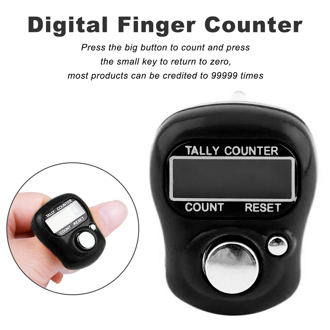 

0-99999 (5 digits) Stitch Marker and Row Counter LCD Electronic Digit Finger Ring Digital Tally Counter Clicker Timer