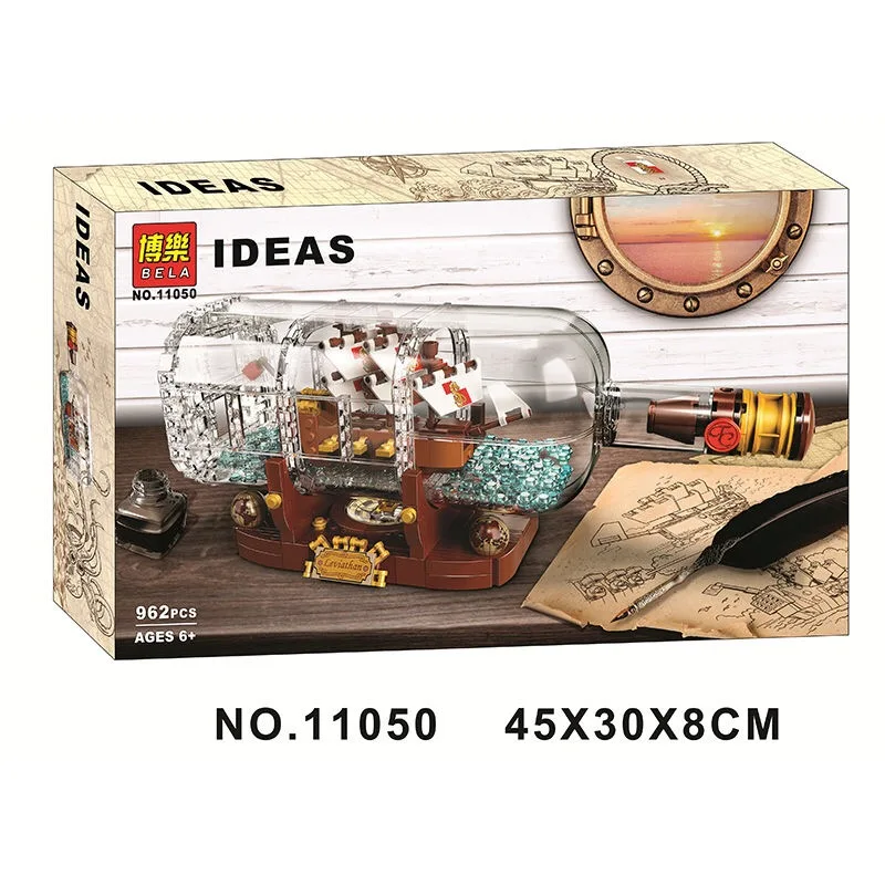 

Bela Compatible legoings Technic Creative Ideas Pirates of the Caribbean Bottle Ship in Bottle Black Pearl Building Blocks Toys