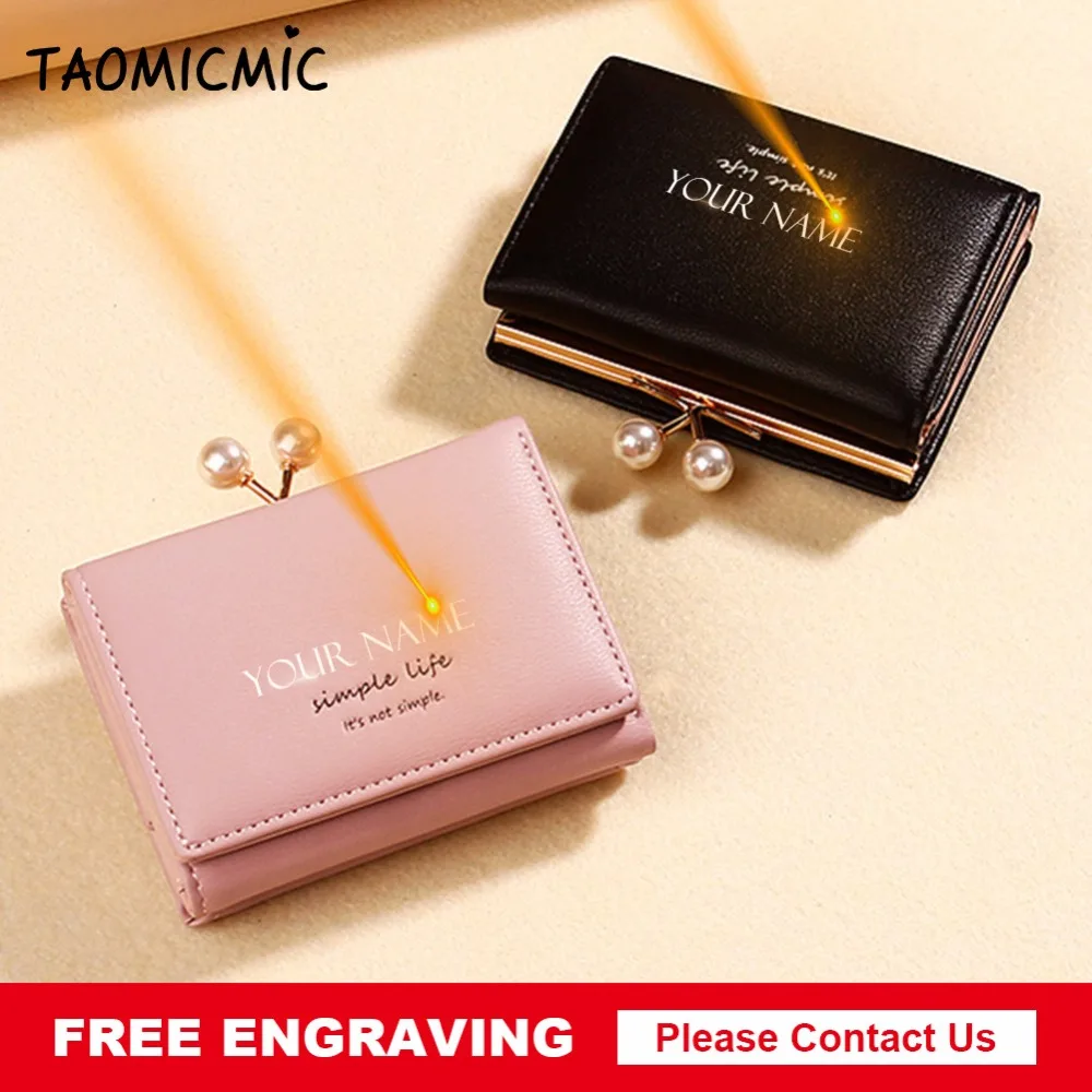 

Taomicmic High Quality Trifold Ladies Wallets With Clip Coin Pocket Card Holder Fashion Brand Small Wallet Women Female Purse