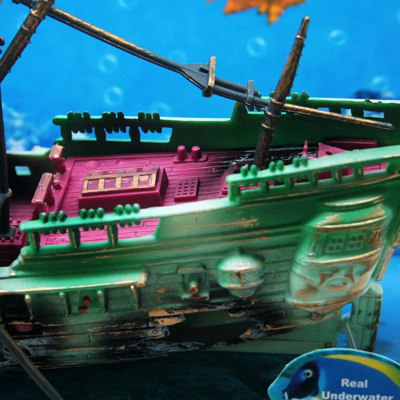 24*12 см большой аквариум украшение Plactic аквариум корабль лодка воздушный Сплит кораблекрушение аквариум Декор затонувший
