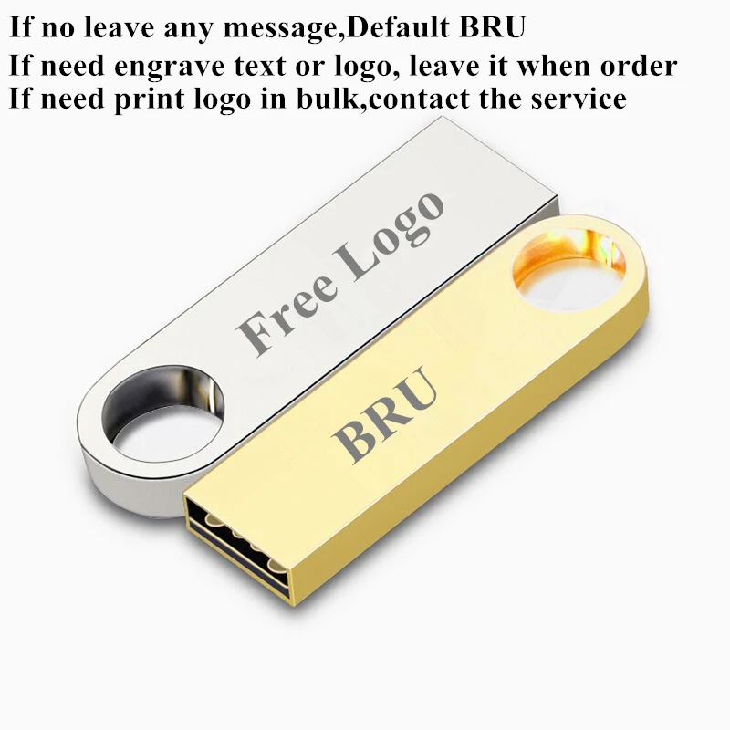 Usb флешка BRU, Подарочный Металлический Мини-накопитель на заказ, флэшка1 ГБ, 2 ГБ, 4 ГБ, 8 ГБ, 16 ГБ, 32 ГБ, 64 ГБ, флешки, гравировка текста, печать логотипа